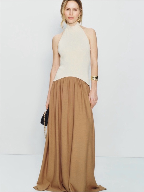 SOLID & STRIPED Dresses & Skirts - Solid & Striped Solgio Tan and White Maxi Dress Medium